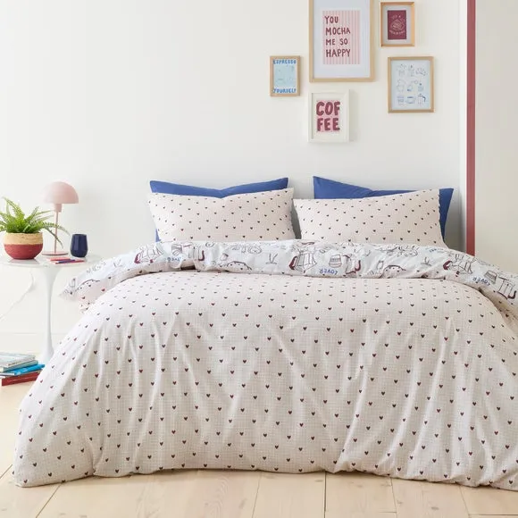 Fusion Coffee Club Polycotton Duvet Cover & Pillowcase Set 2