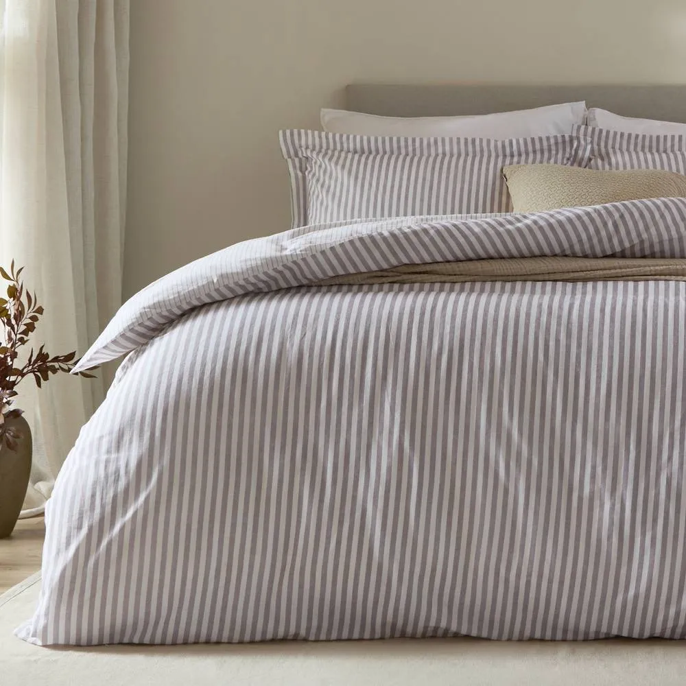 Yard Hebden Striped 100% Cotton Pillowcase Pair in Taupe 3