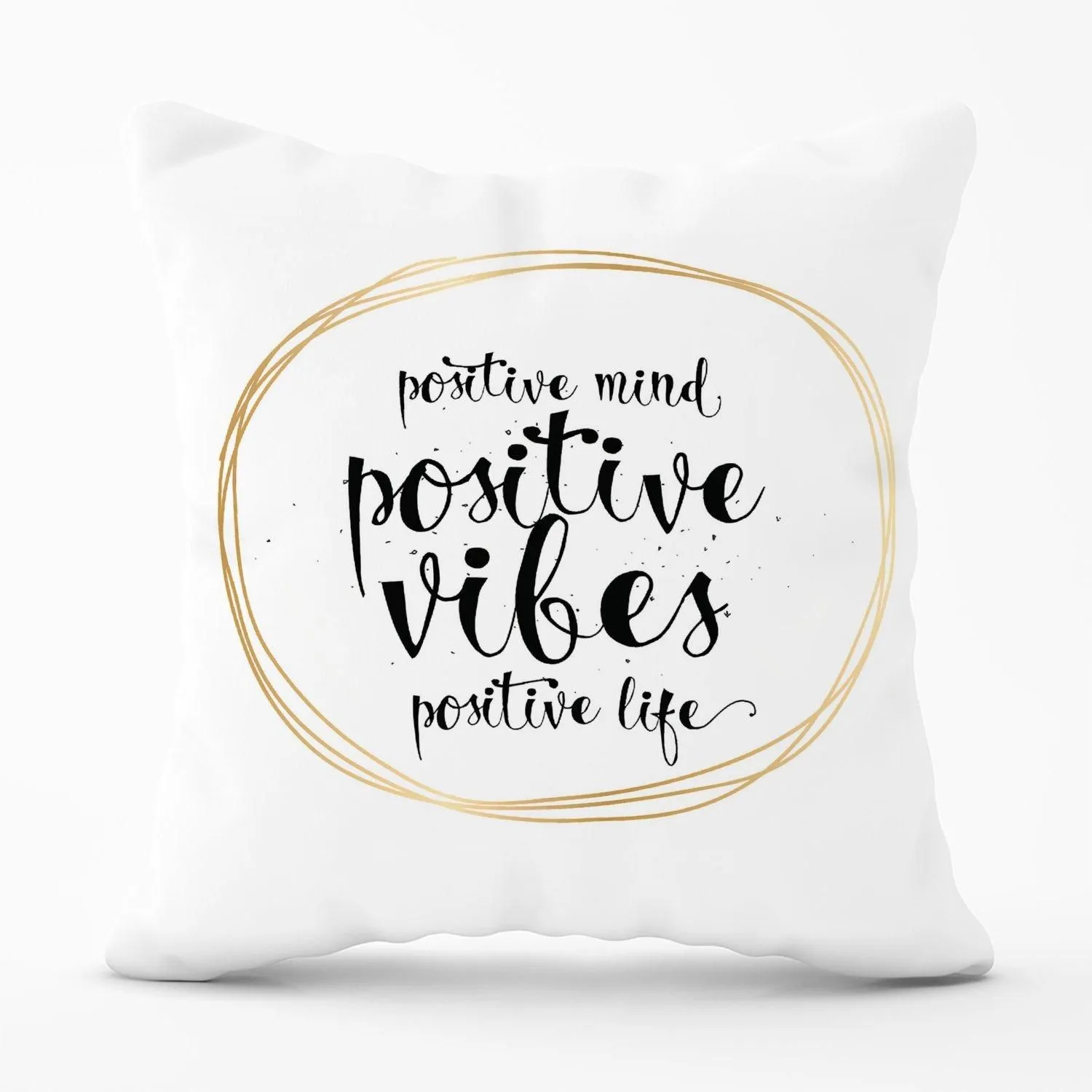 Warren Reed - Designer Positive Mind, Vibes, Life Outdoor Cushion in Black