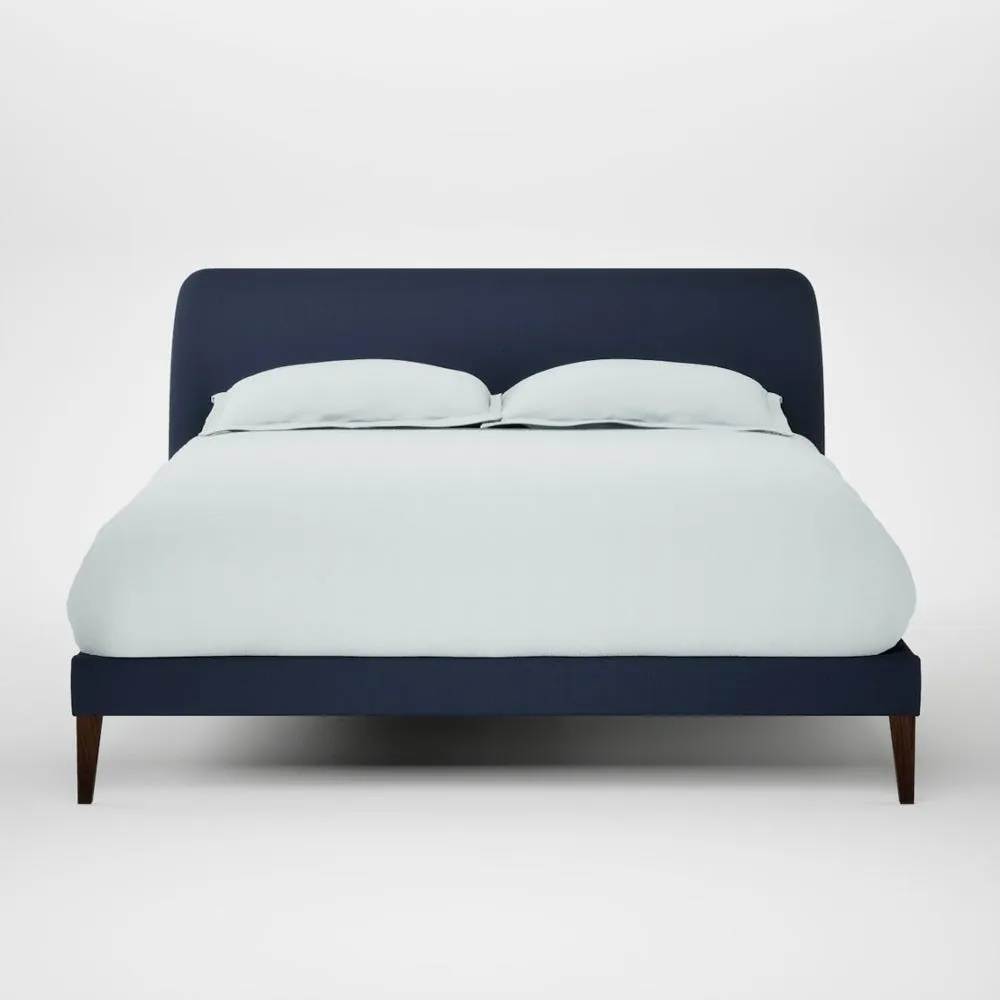 Heal's Wallis Bed King Smart Cotton Linen Indigo Walnut Stained Feet