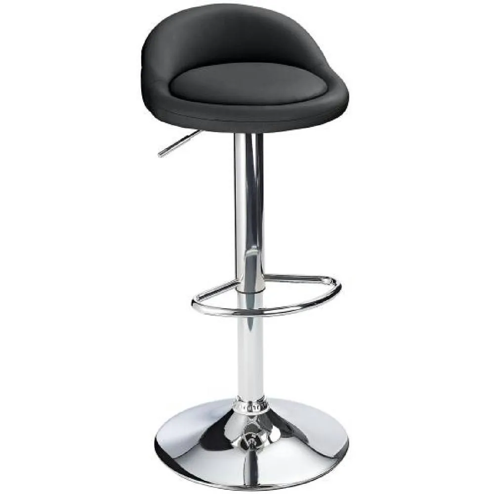 netfurniture Gaor Adjustable, Breakfast Bar Stool Faux Leather, Padded Seat Black 3