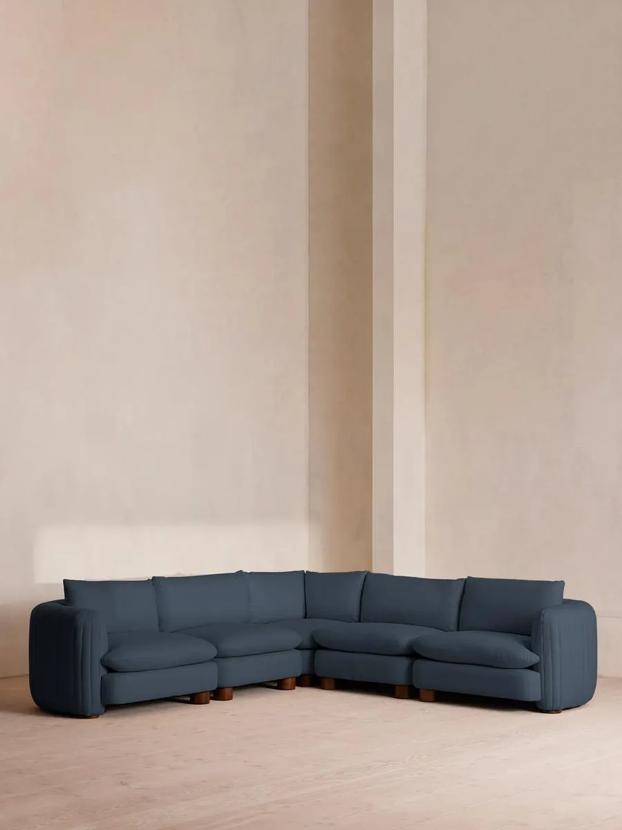Vivienne Modular Corner Sofa, Linen, Prussian Blue