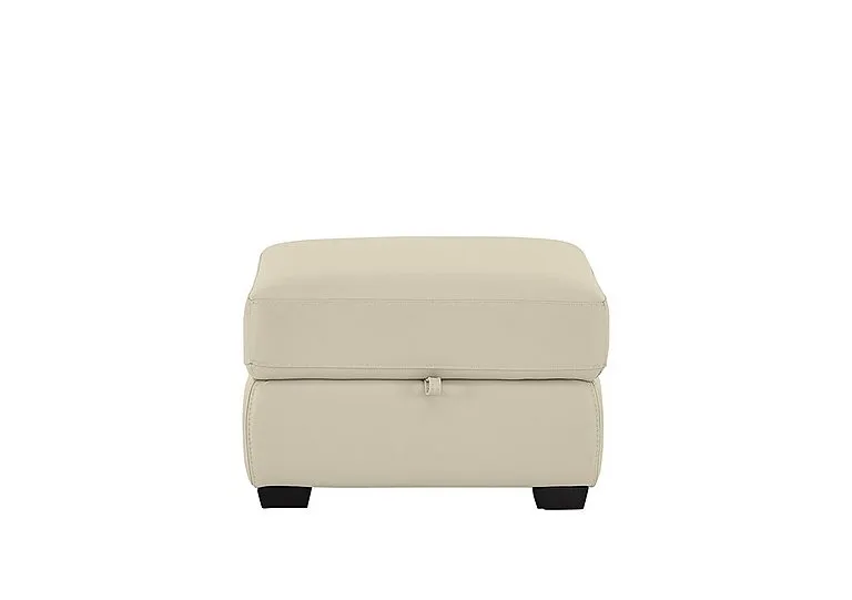 Compact Collection Petit NC Leather Storage Footstool - NC Bisque