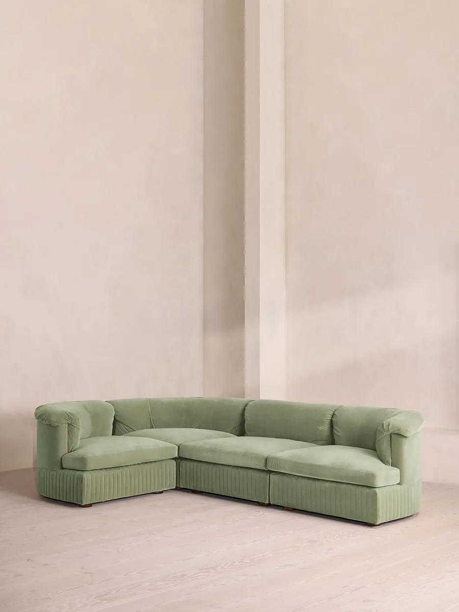 Oona Modular Sofa, L-Shape Sofa, Velvet, Seafoam