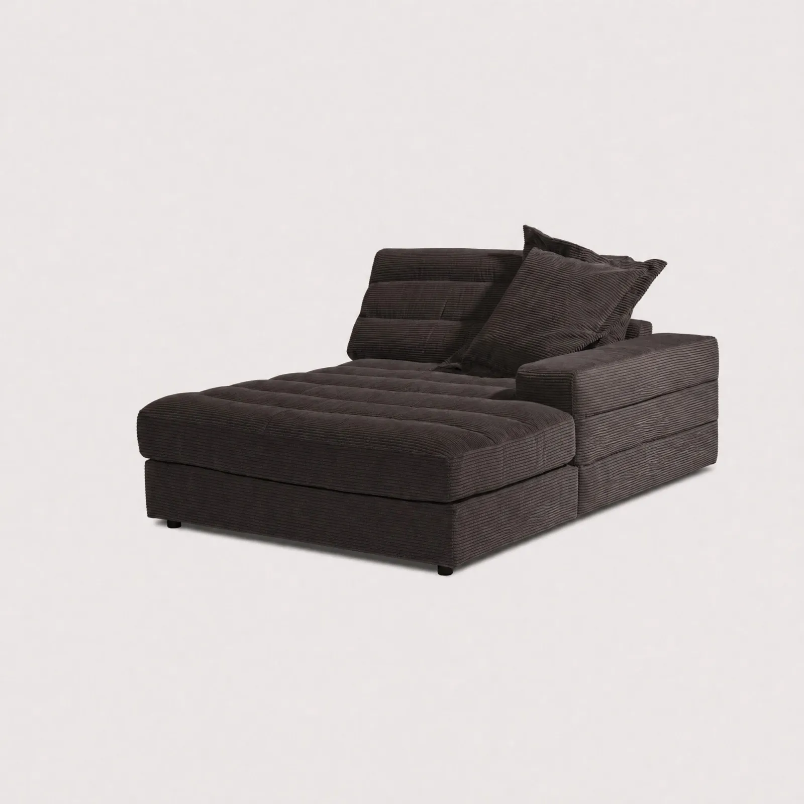 Twain Large Longchair Armrest Right Modular Sofa, Brown Fabric | Barker & Stonehouse 1