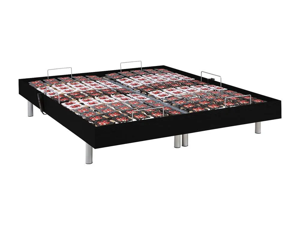 Vente-unique Electric Adjustable Bed 2X65 Black Wood Decorative Pads - 2 X 80 X 200 5