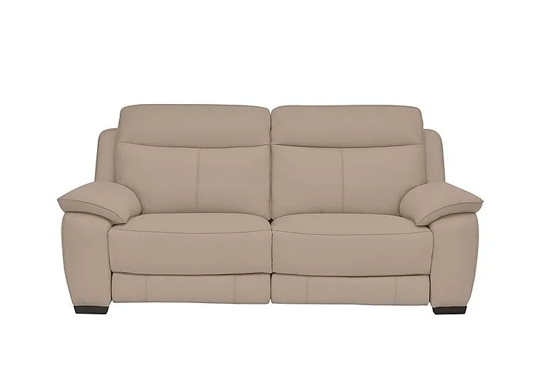 Starlight Express 3 Seater Leather Recliner Sofa with Power Headrests - BV Pebble