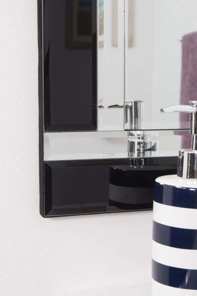 MirrorOutlet Aston Black Double Bevelled All Glass Mirror 68 x 58 CM 3