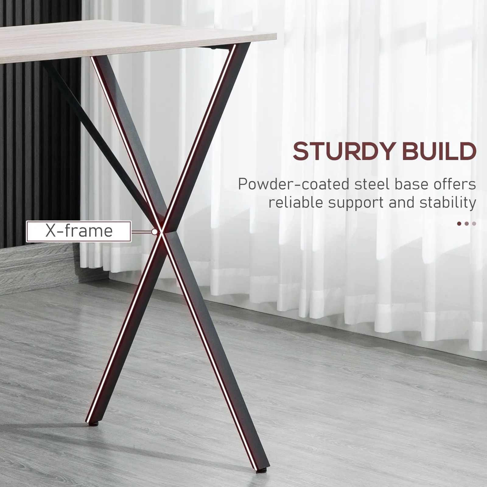 HOMCOM Modern Bar Table with Wood Effect Top Steel Legs for Living Room in White 6