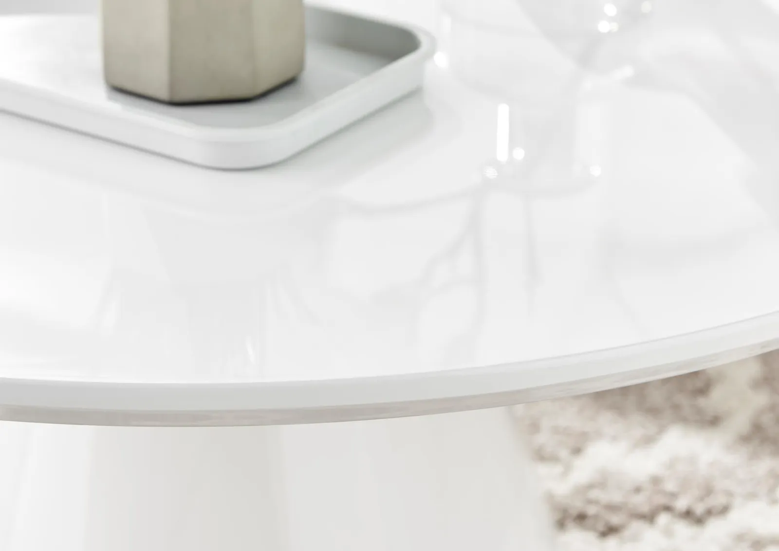 FurnitureboxUK Palma Round Coffee Table with Pedestal Pillar Base & Semi-Matte or High Gloss Finish for Modern Minimalist Industrial Look in White 3