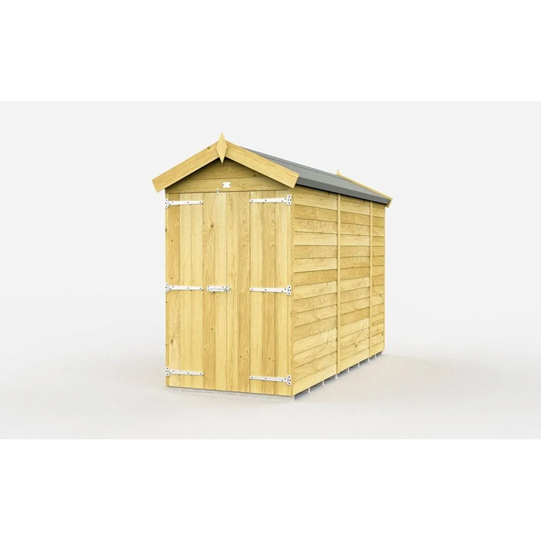 Buttercup Farm 4 x 9 Feet Apex Shed - Double Door W/O Windows - L272 x W118 x H217 cm in Brown