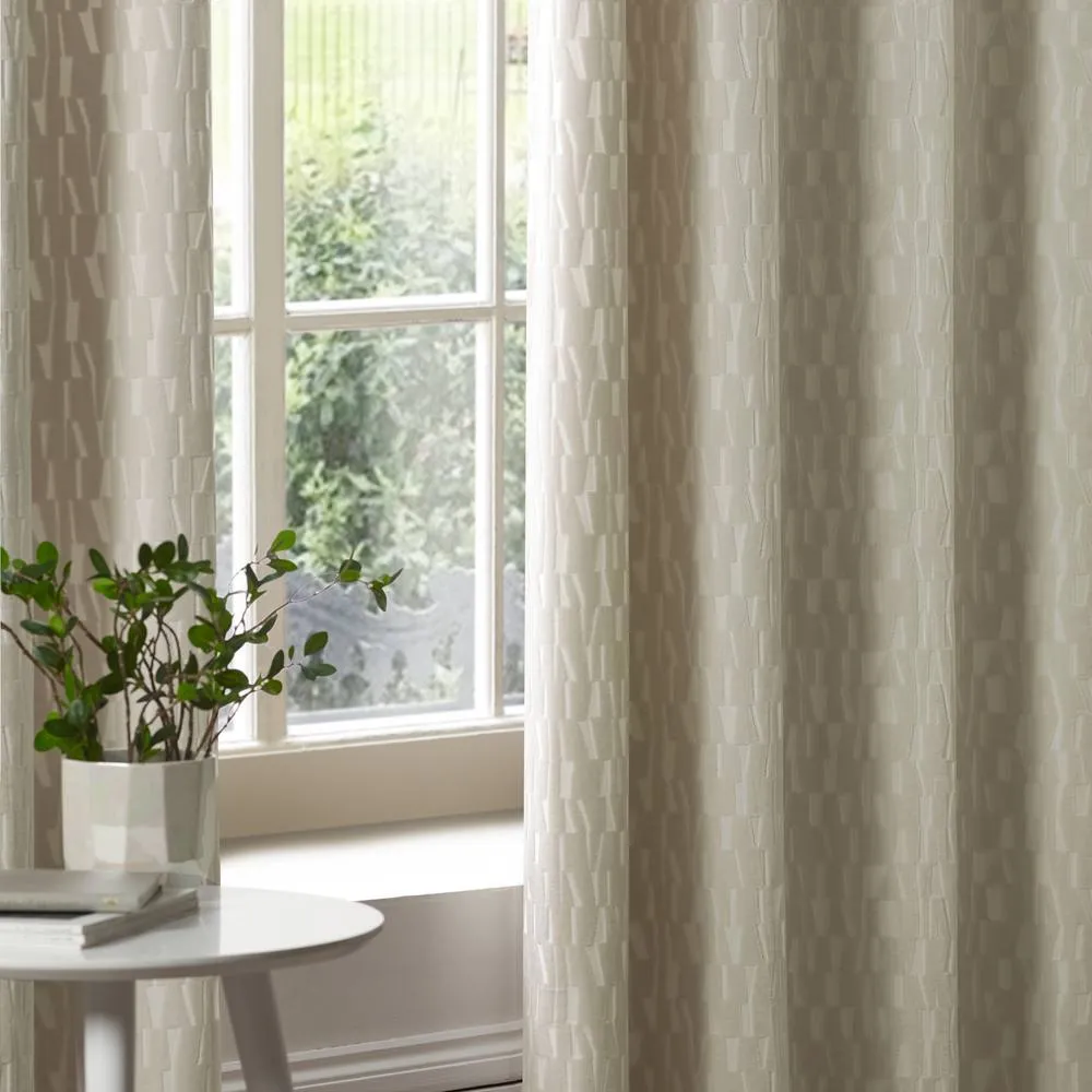 Paoletti Manhattan Velvet Eyelet Curtain Pair in Off-White 5
