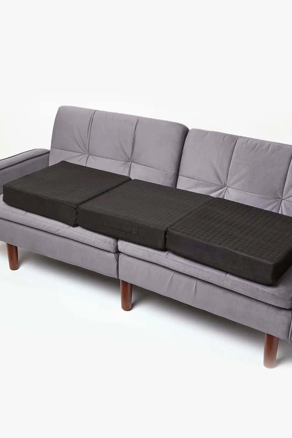 Homescapes Suede Orthopaedic Foam 3 Seater Booster Cushion in Black