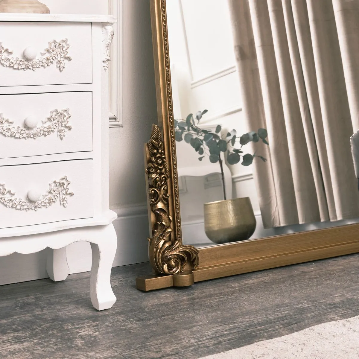 Melody Maison Extra Large Arch Antique Gold Ornate Overmantle Mirror - 1.52m X 1.28m 6