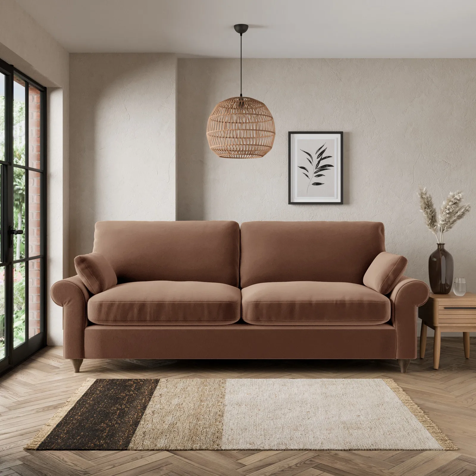 Salisbury Luxury Velvet 4 Seater Sofa Luxury Velvet Pinecone