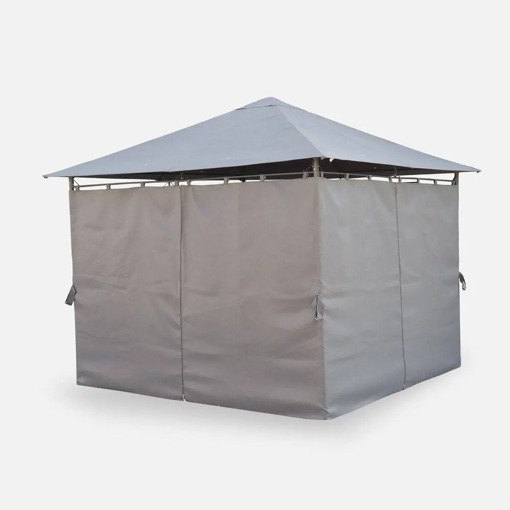sweeek Heavy Duty 3x3m Gazebo With Curtains in Grey 3