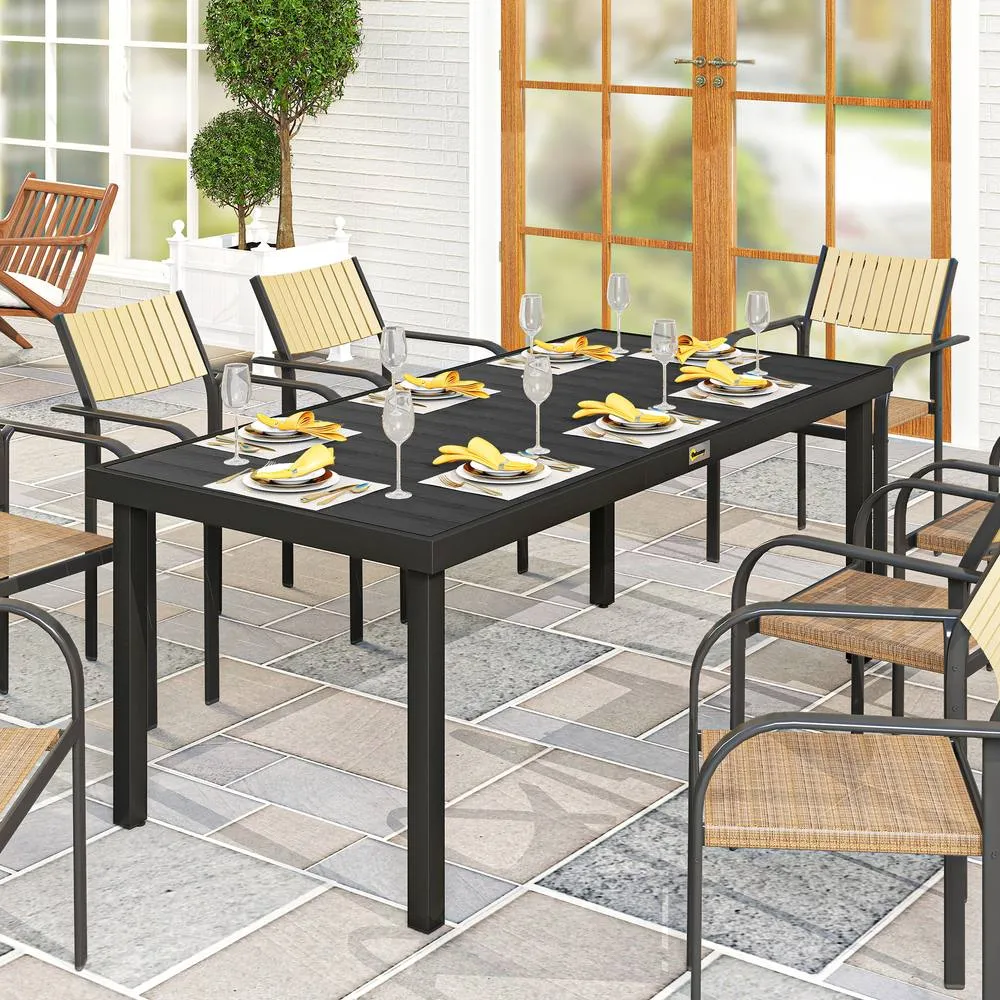 OUTSUNNY Garden Dining Table for 8, Aluminium Frame for Patio in Black