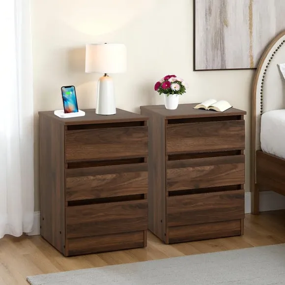 Set of 2 Walker 3 Drawer Bedside Tables