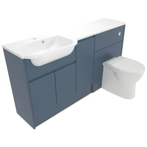 Deccado Clifton Juniper Blue Left Hand 1500mm Fitted Vanity & Toilet Pan Unit Combination with Left Hand Basin 2