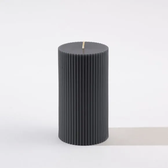Unscented Ribbed Pillar Candle 2