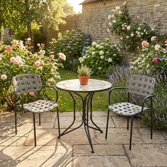 Edmond Bistro Table with 2 Karin Armchairs