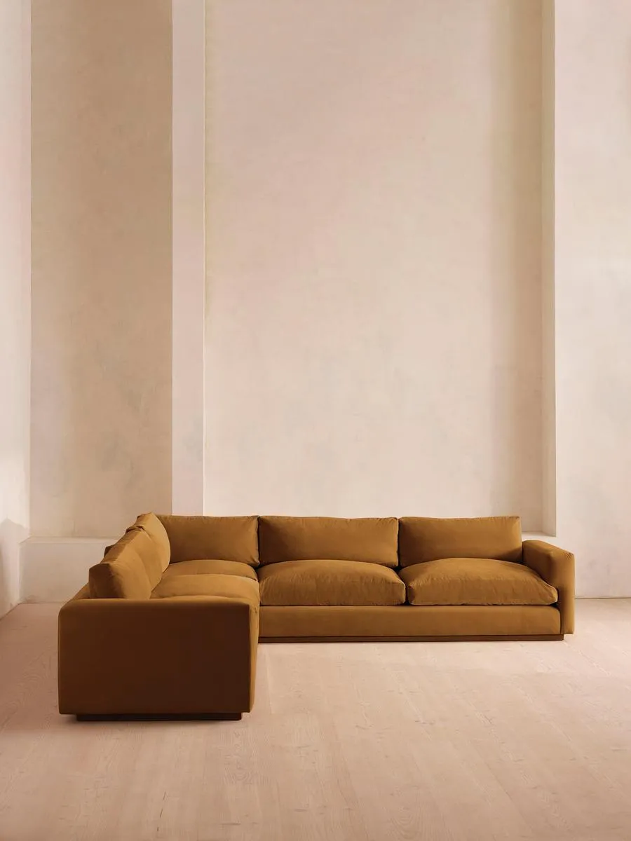 Mossley Corner Sofa, Velvet, Mustard
