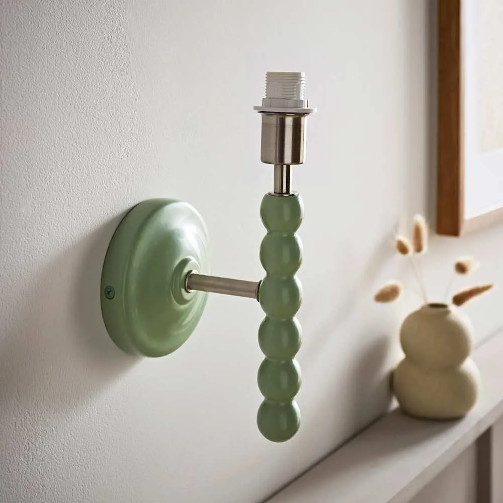 ValueLights Bobbins Pair of Pastel Bobble Style Wall Light Bases in Pale Green 2