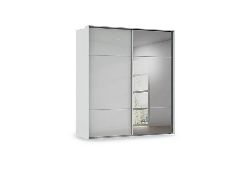Haven 210cm 2 Door Slider Wardrobe with 1 Glass and 1 Mirror Door