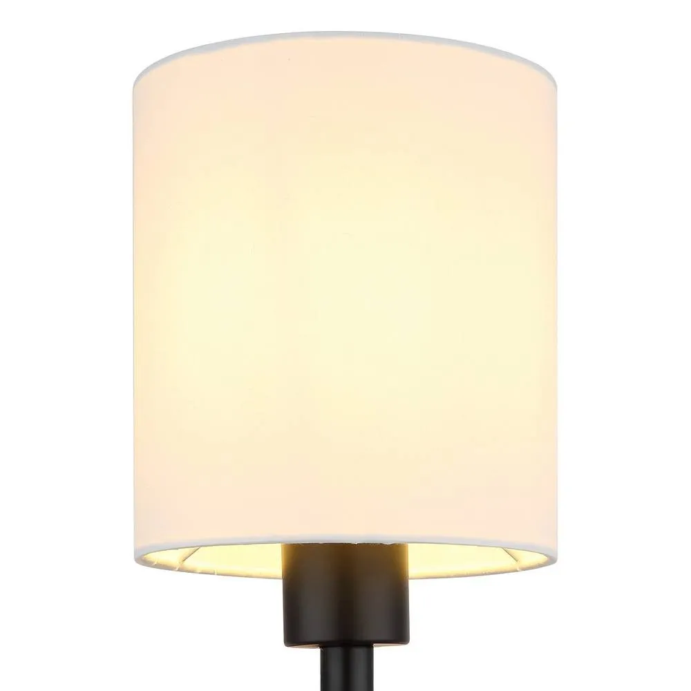 Netlighting Zamora Reading Wall Light Matt Black Textile White Shade E27 5