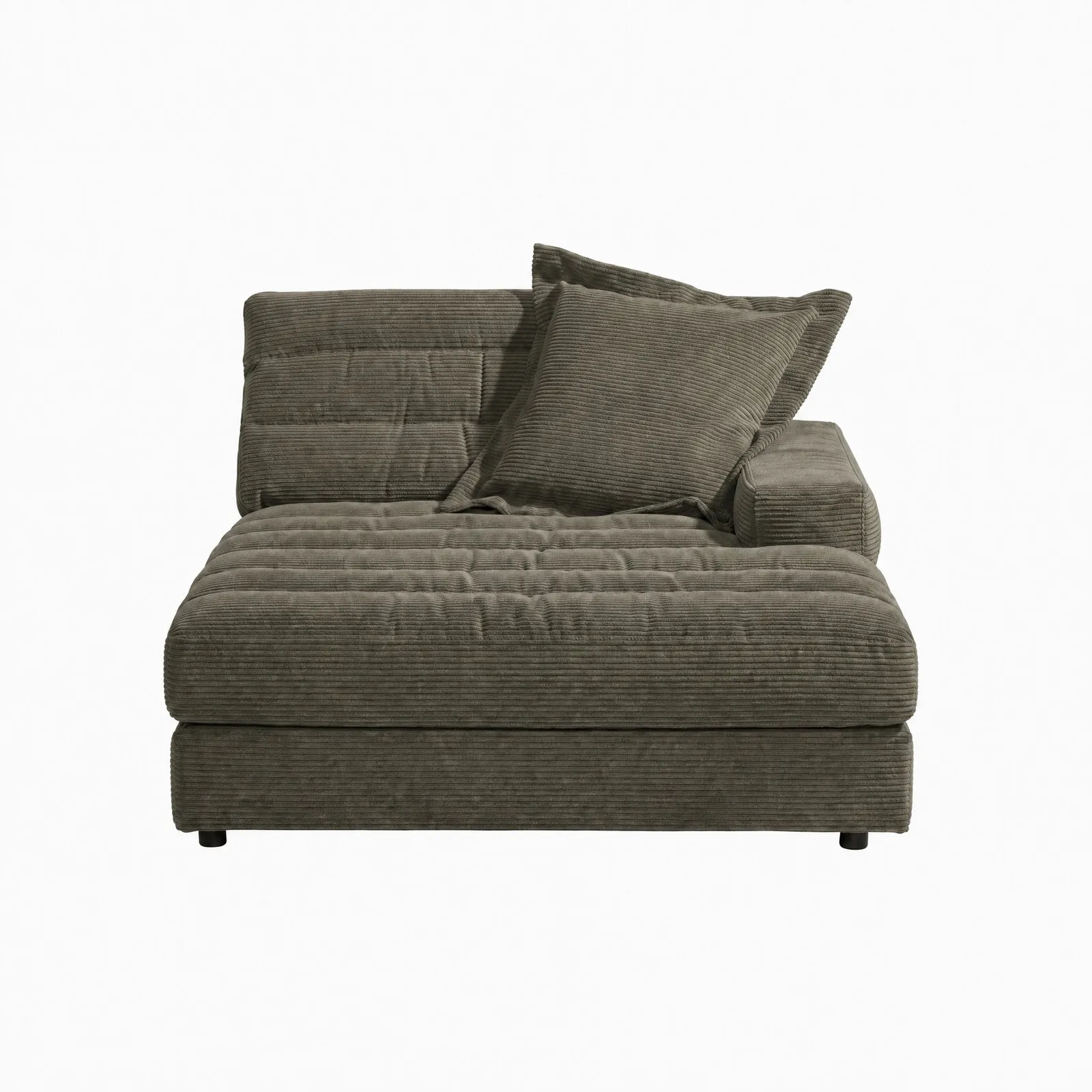 Twain Long Longchair Armrest Right Modular Sofa, Green Fabric | Barker & Stonehouse 2