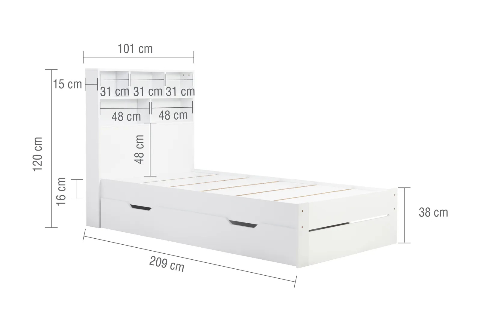 Birlea Single White Storage Bed Frame Alfie 3FT Drawer Bed 90cm 6