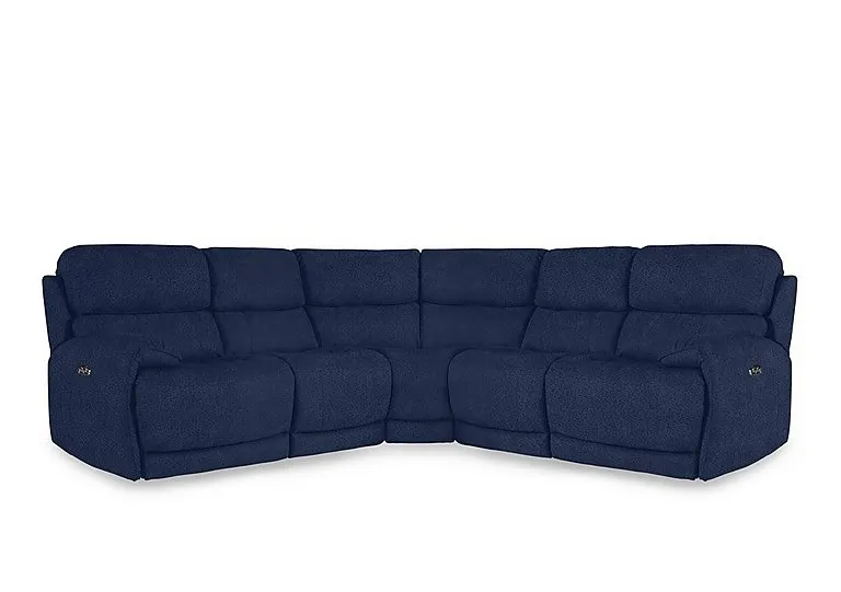 Link Fabric Large Power Recliner Corner Sofa with Power Headrests - Blue