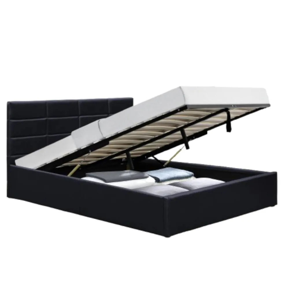 Comfy Living Ltd PU Faux Leather Gas Lift Ottoman Bedframe in Black 2