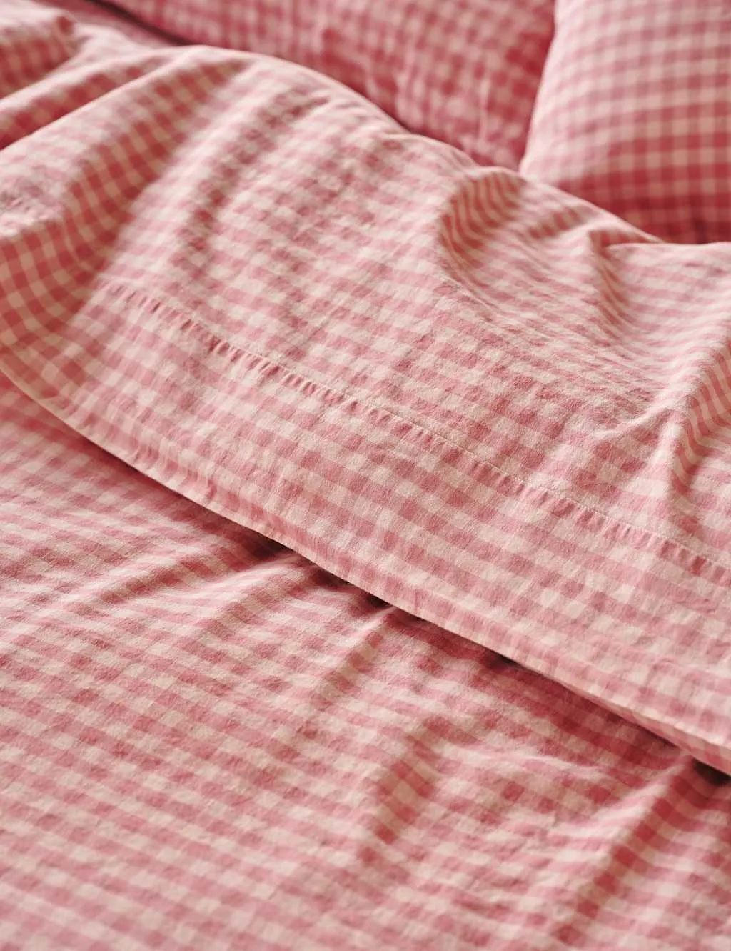 Piglet In Bed Linen Rich Gingham Flat Sheet Pink