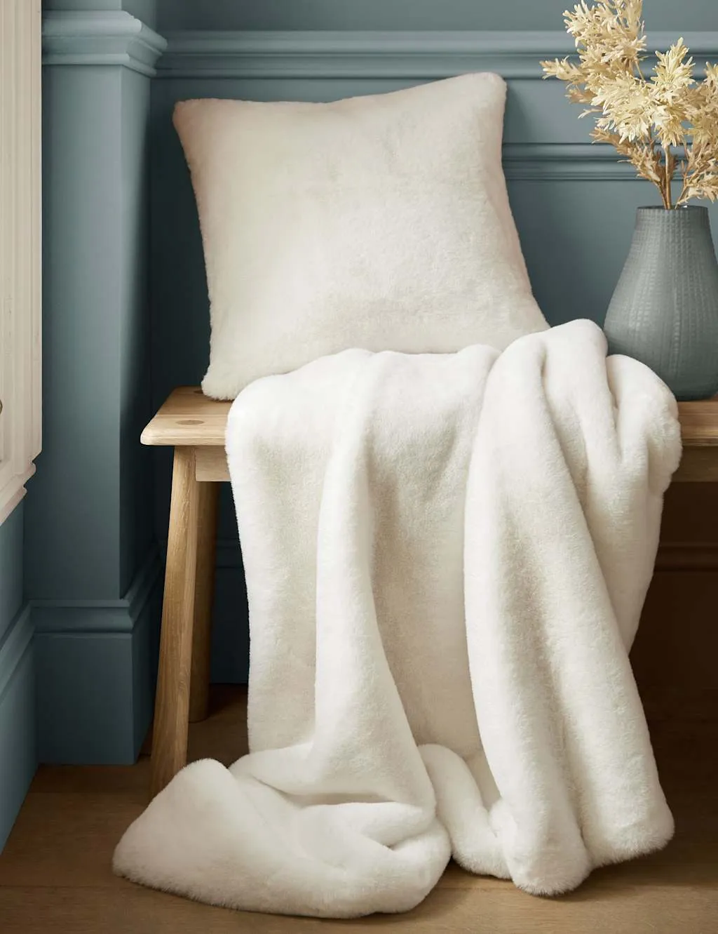 Laura Ashley Faux Fur Newland Cushion White