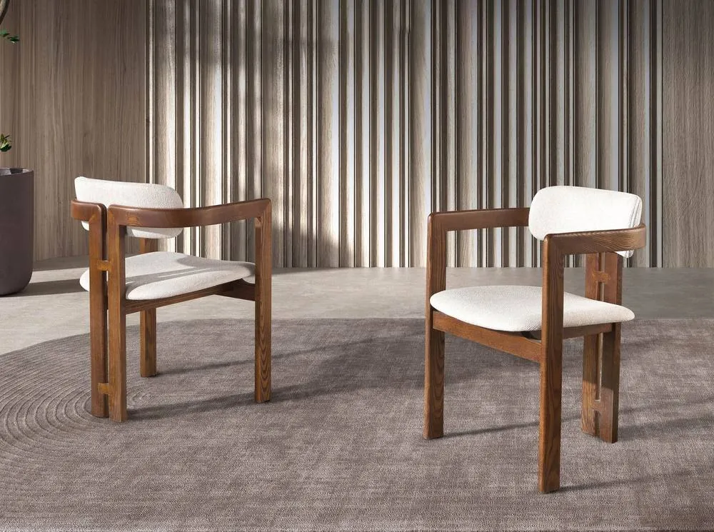 Angel Cerda Model Off-White Upholstered Dining Chair 3