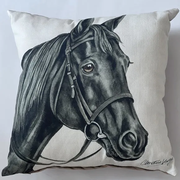 Christine Varley Black Horse Square Cushion 2