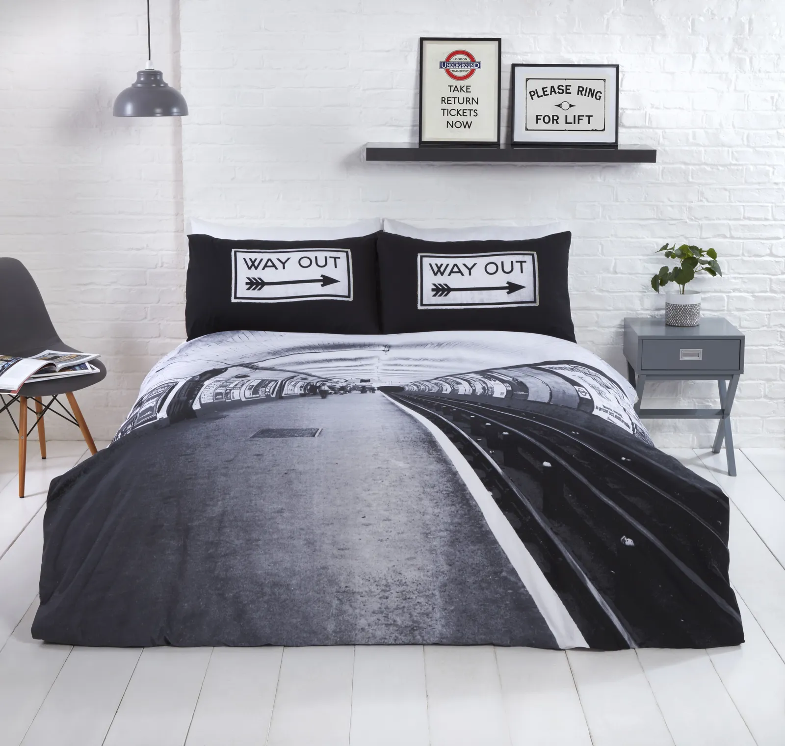 Rapport Home Platform Polycotton Duvet Cover Set With Pillowcase in Dark Grey