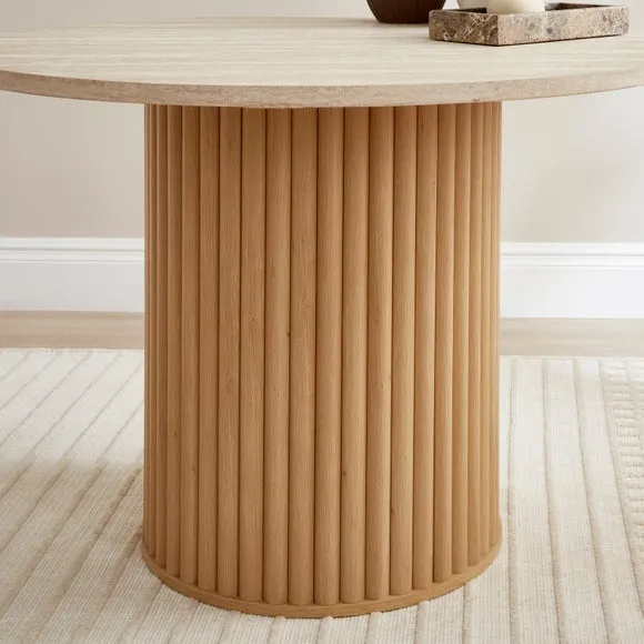 Lucin Travertine Effect 4 Seater Round Dining Table 4