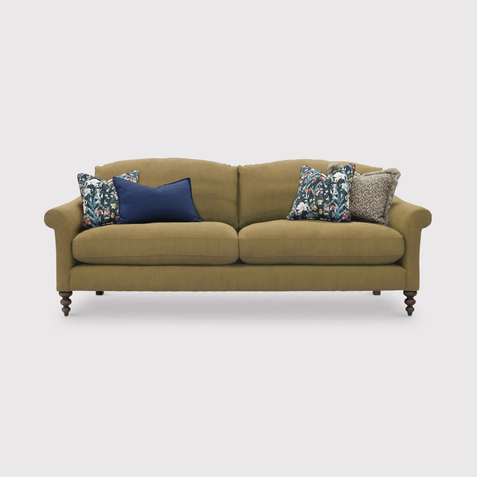 English Heritage Clover 26 Extra Large Sofa With Pre Set Scatters, Yellow Fabric | Barker & Stonehouse 1