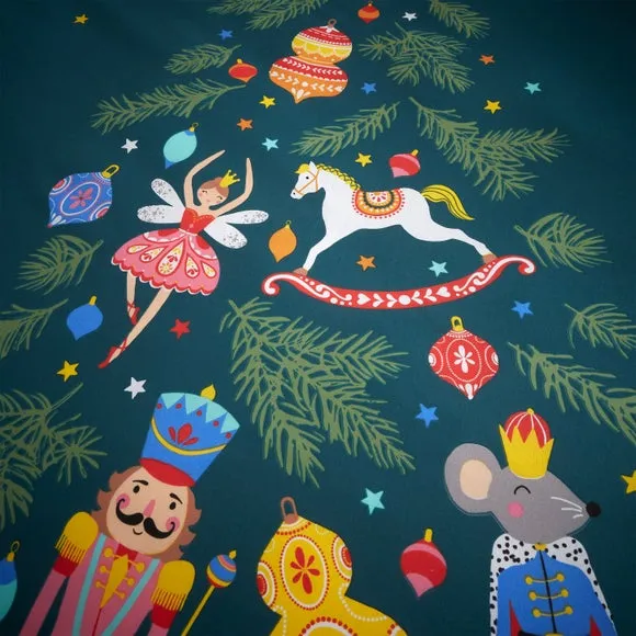 Catherine Lansfield Christmas Nutcracker Reversible Green Duvet Cover & Pillowcase Set 4
