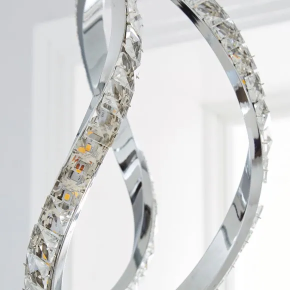 Marsia Integrated LED Swirl Jewel Chrome Semi Flush Ceiling Light 3
