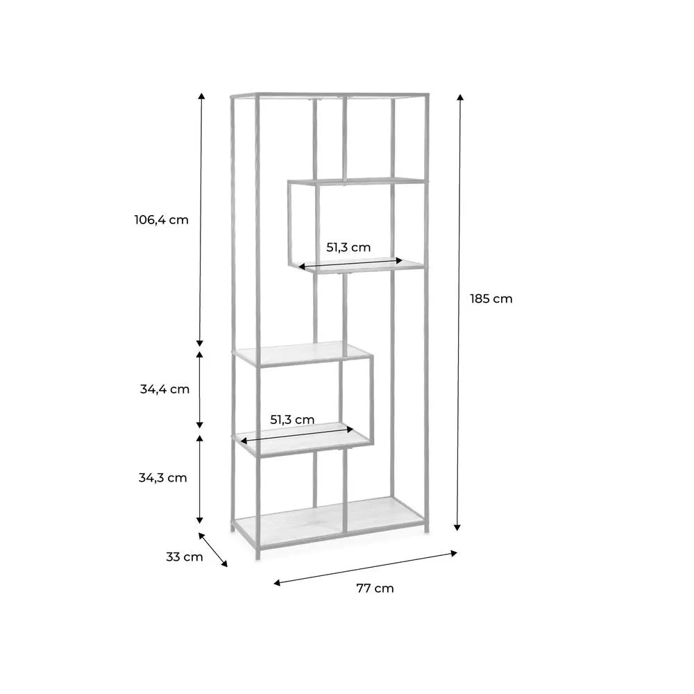 sweeek 6-level Industrial Bookshelf In Metal & Wooden Effect in Light Brown 5