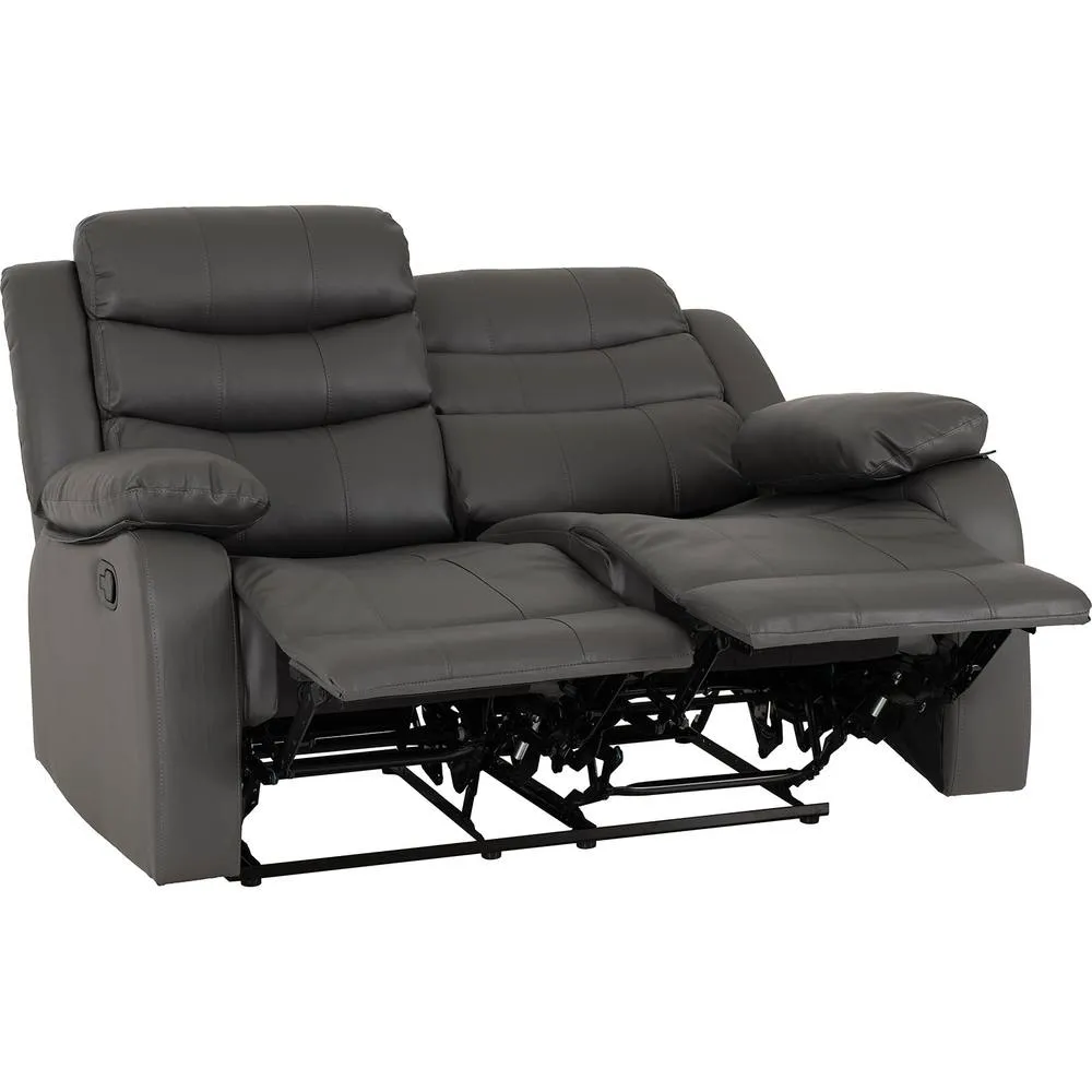 Seconique Roma 2 Seater Recliner Sofa - Grey Faux Leather 3