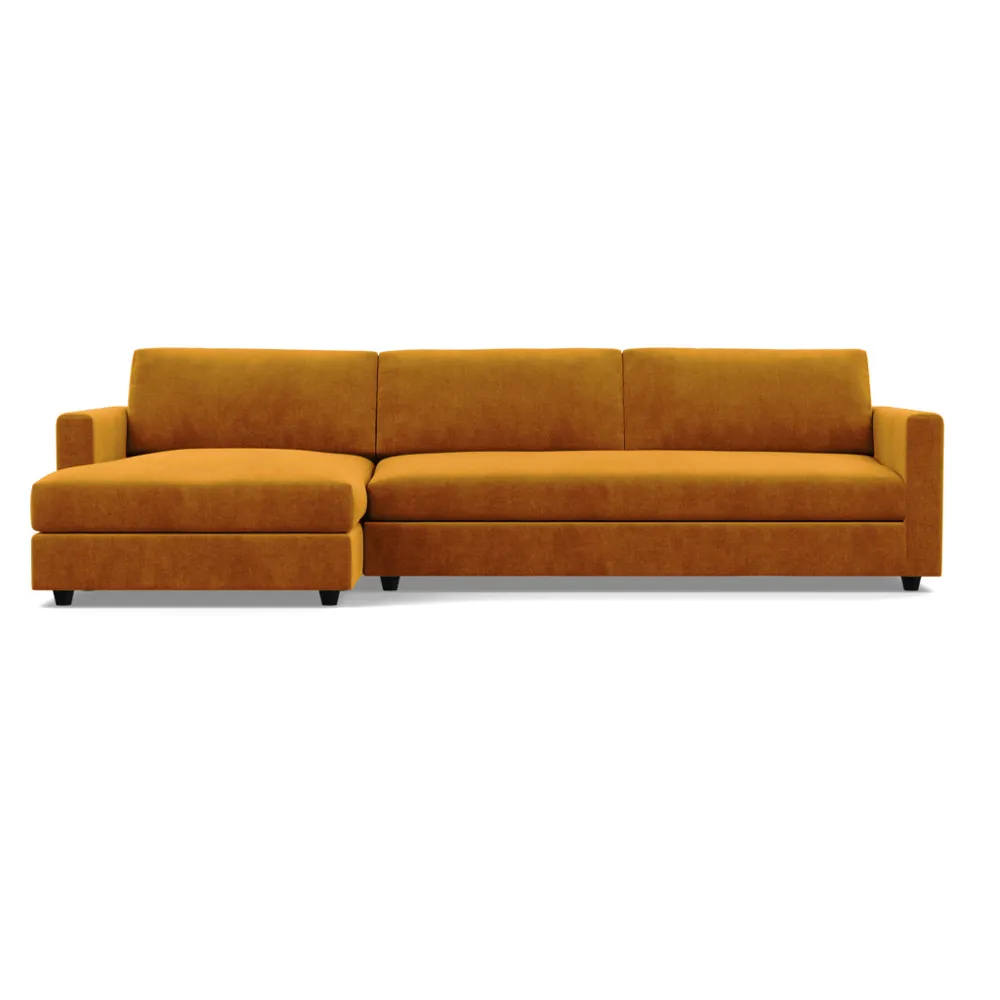Heal's Nimbus II Complete 4 Seater Corner Chaise LHF Smart Luxe Velvet Cognac