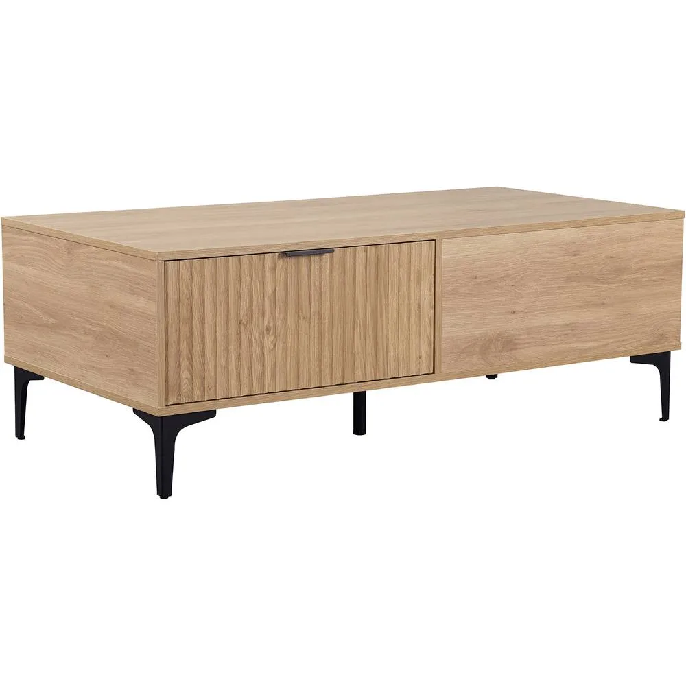 Seconique Miami 2 Drawer Coffee Table - Oak Effect / Black in Light Oak 2
