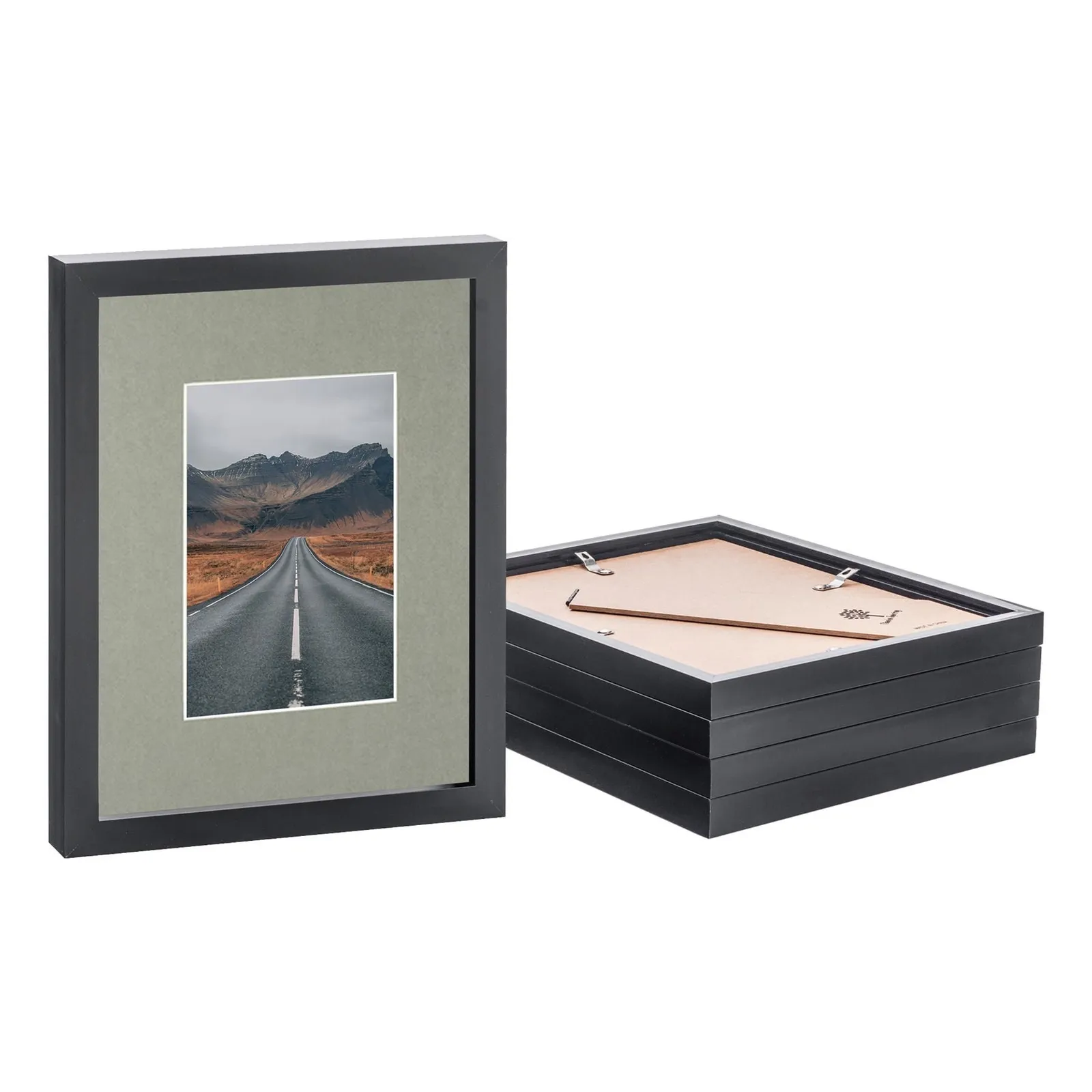 Nicola Spring Photo Frames with 4" x 6" Mount - 8" x 10" - Ivory Mount - Pack of 5 in Black