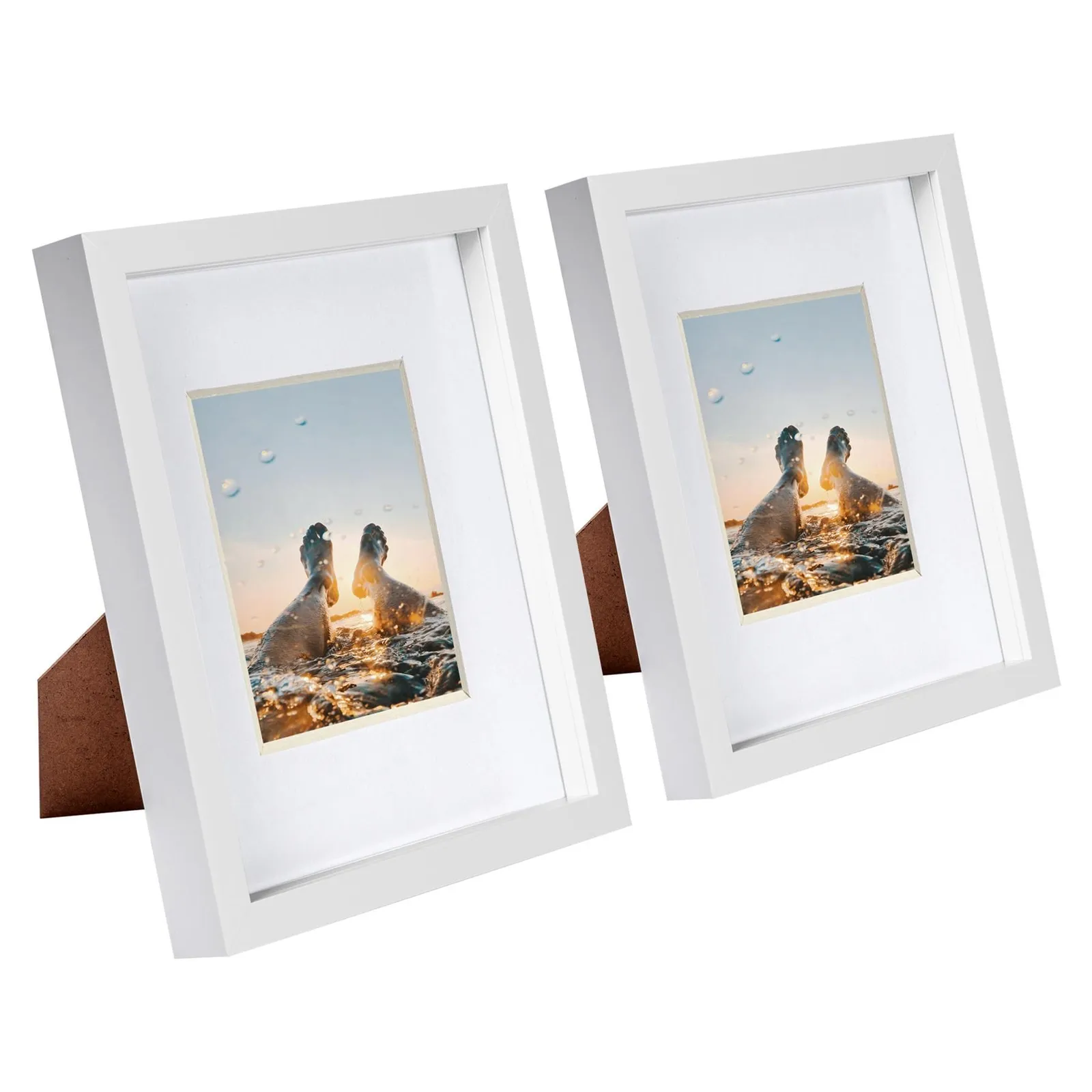 Nicola Spring 8x10" White 3D Box Photo Frames 4x6" - x2