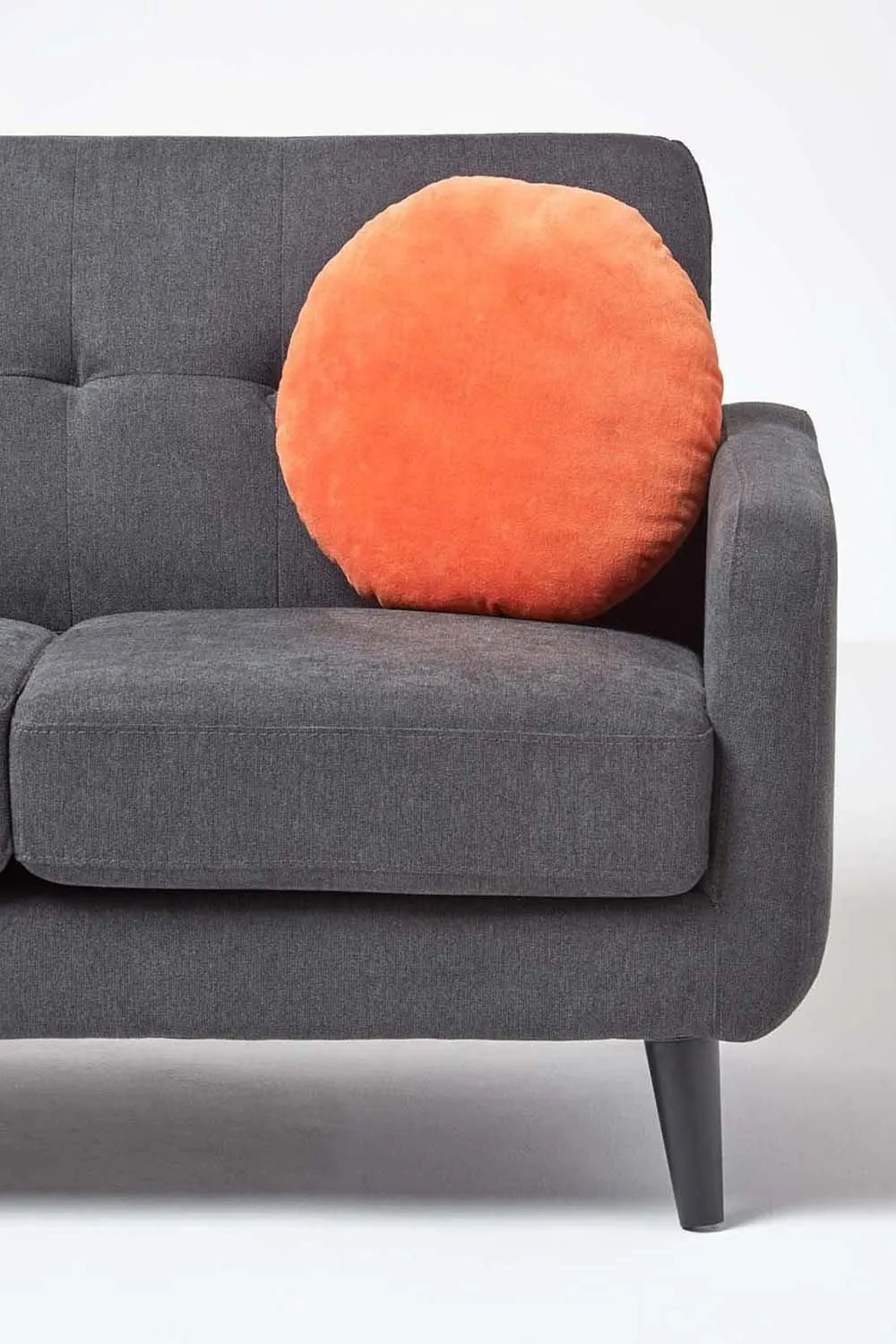 Homescapes Velvet Cushion, 40 cm Round in Burnt Orange 4