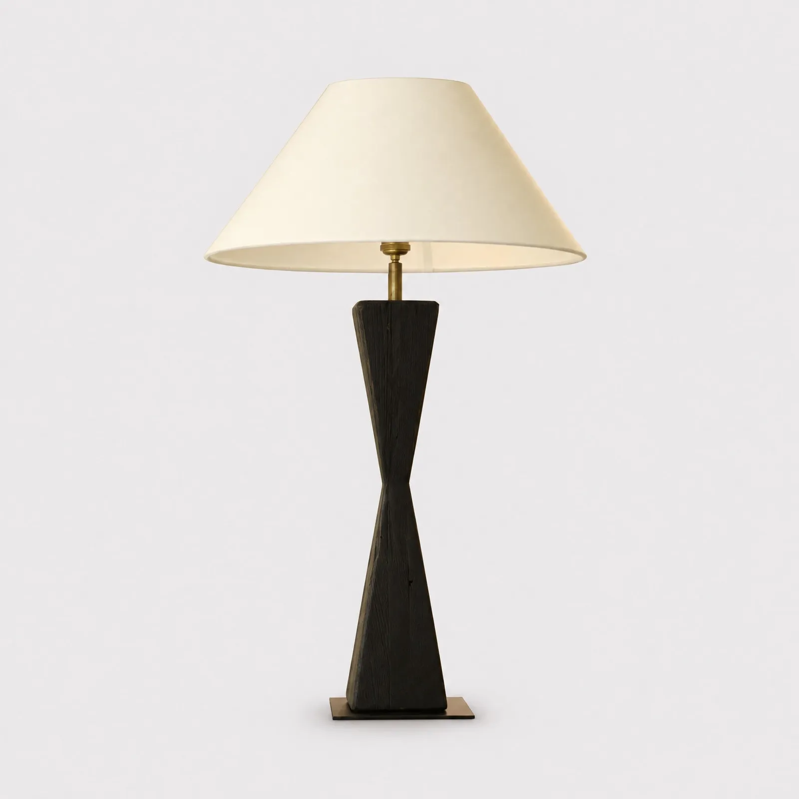 Blck Column Table Lamp With White Shade 55X55X92Cm Oak | Barker & Stonehouse